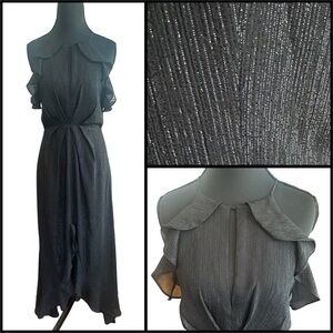 ASTR Shimmering Black High Low Feminine Halter Dress